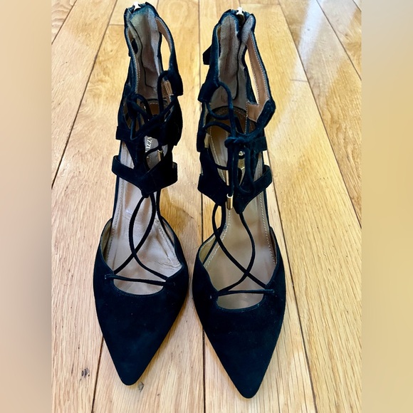 Aquazzura Black Lace-Up Heels - Picture 1 of 6
